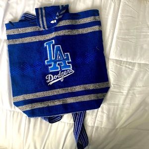 Blue Knit Backpack Tote